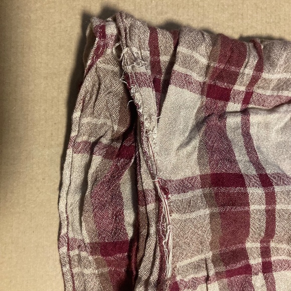 🩵 Cotton Linen Scarf Burgundy & Tan 54 Inch - Picture 8 of 11